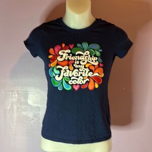 Cat & Jack Girls Dark Blue T-Shirt Size 7/8 Short Sleeve Casual Tee Top